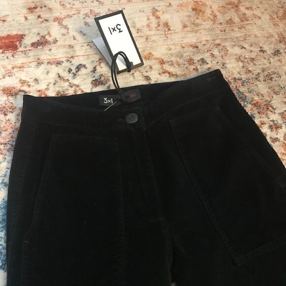 3x1 W3 Patch Bell Crop Pants Black Overdye Women - Picture 7 of 8